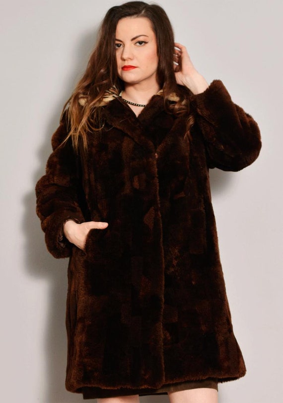 Size 4 to 6 | Leopard Print Collar Fur Coat | 80s… - image 4