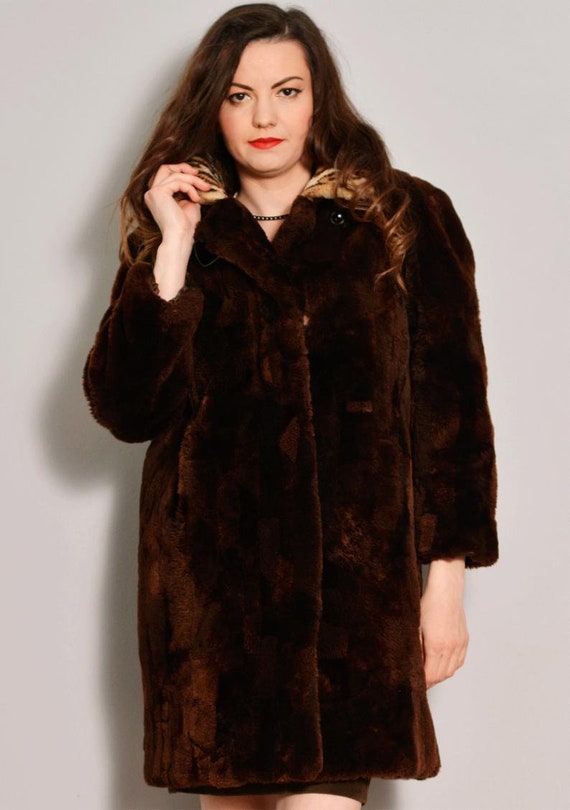 Size 4 to 6 | Leopard Print Collar Fur Coat | 80s… - image 6