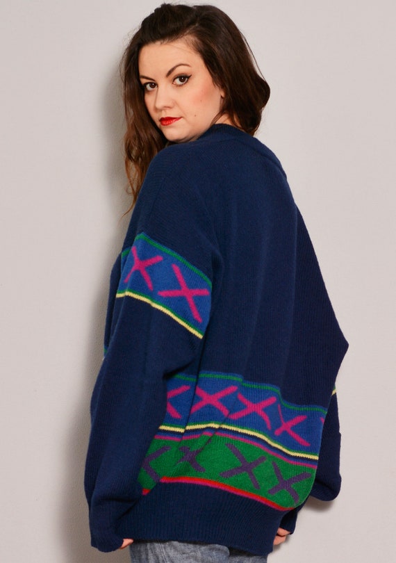Size L XL | Stylish Baggy Retro Blue Sweater | St… - image 9