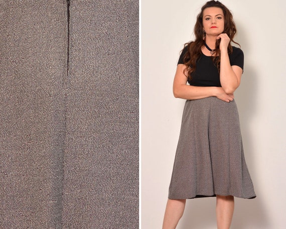 Size 10 A Line Panel Gray Retro Skirt White Black Stripe Tweed Flared Skirt High Waisted Skirt With Belt Loops Minimalist Monochrome Etsy UK
