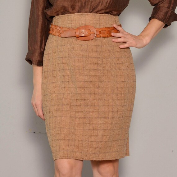 Size 10 to 12 | Orange Brown 80s New Wool Tweed M… - image 3