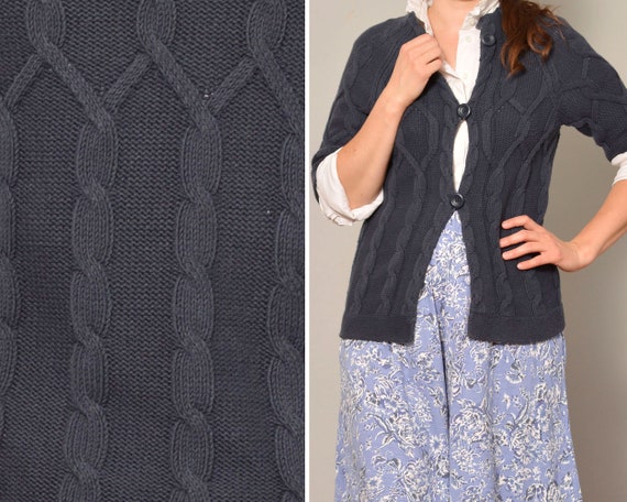 Navy blue short shop sleeve cardigan sweater