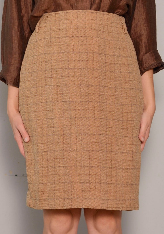 Size 10 to 12 | Orange Brown 80s New Wool Tweed M… - image 7