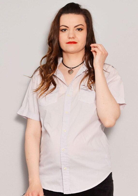 Taille 6 Chemise Girly Lilas Epaulette Chemisier poche violet
