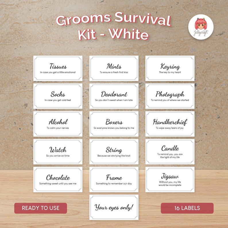 Personalized Groom Survival Kit Instant Download White, Template, Easy ...