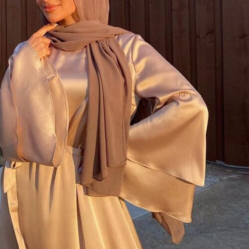 Satin Abaya Maxi Wedding Dress Bell ...