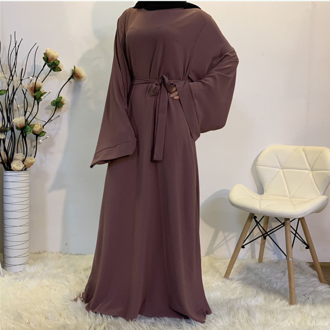 Casual flowy abaya for Eid 2021 Long maxi dress with sleeves | Etsy
