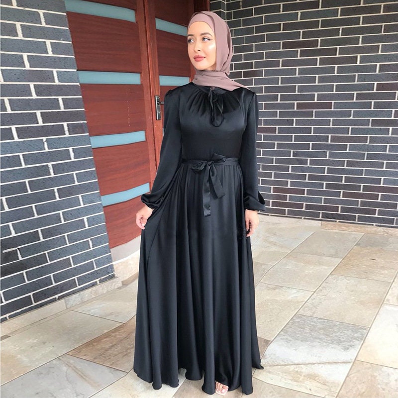 Luxury Satin Dress Dubai Abaya Style Modest Prom Dress Women - Etsy UK