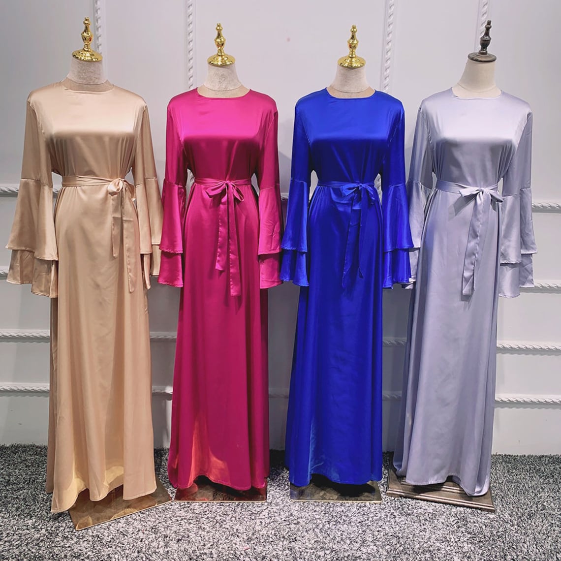 Fancy Western Style Satin Abaya Maxi Wedding Dress Bell | Etsy