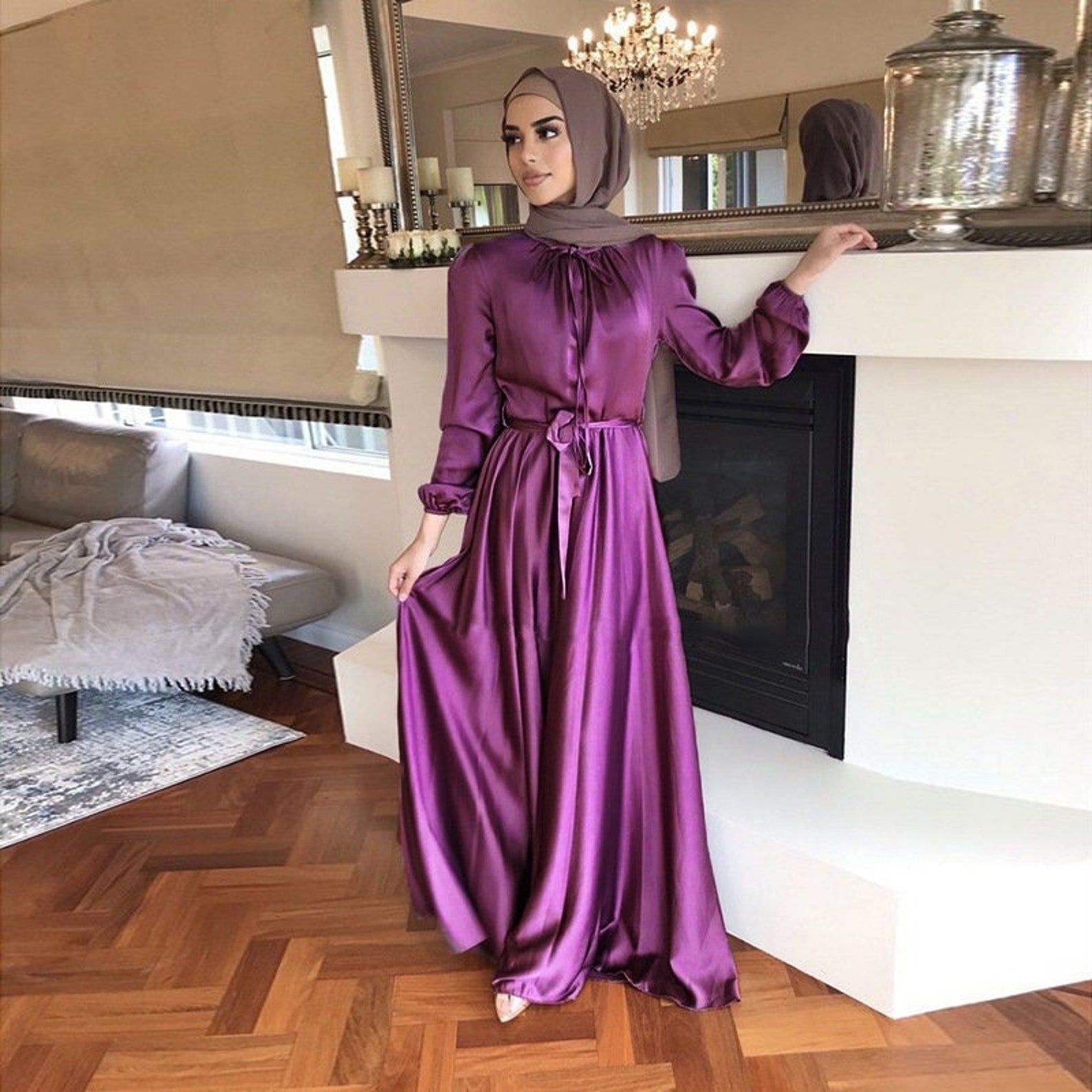 Luxury Satin Dress Dubai Abaya Style Modest Dress for Women Etsy