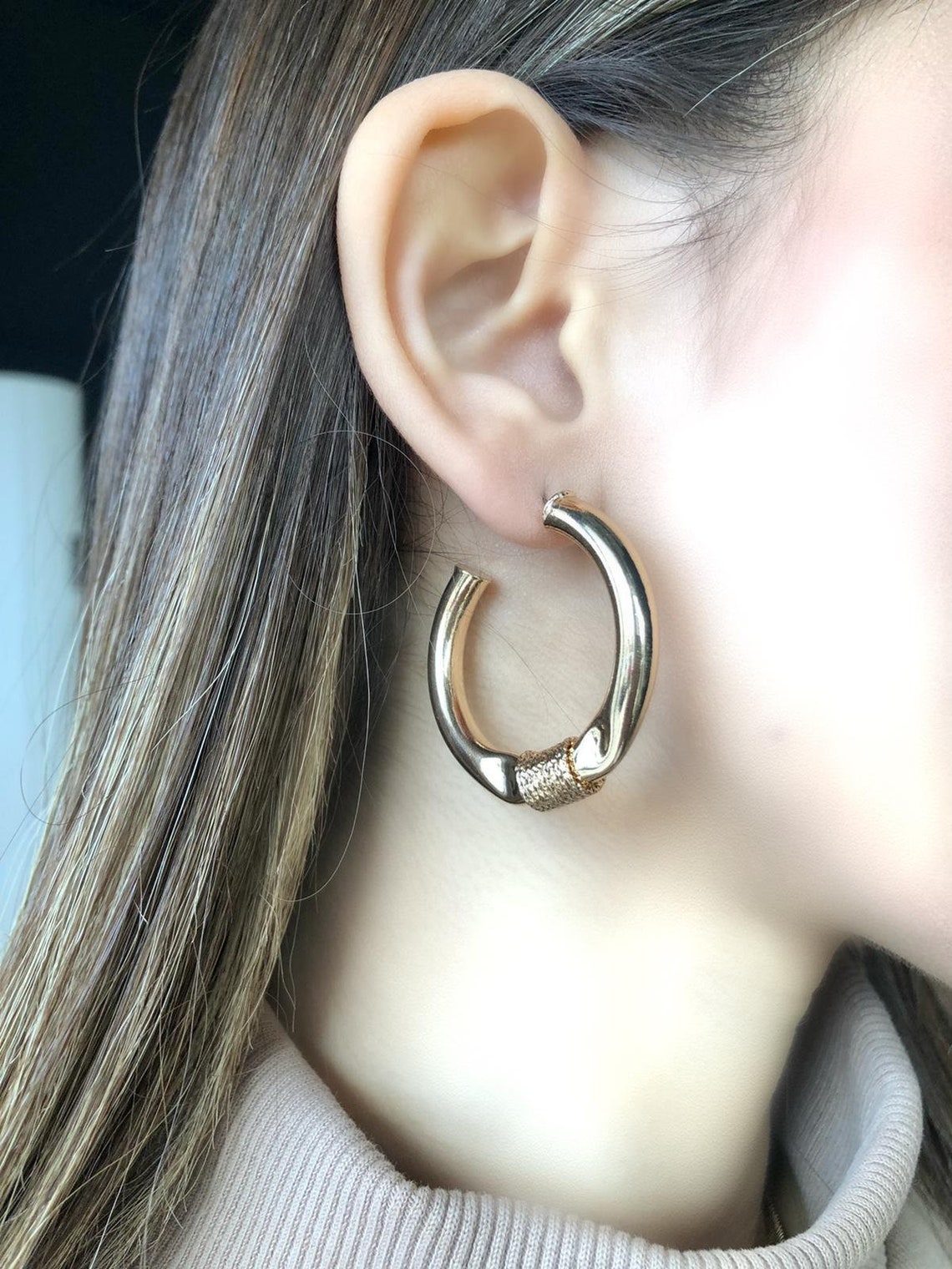 Chunky Gold Hoop Earrings Big Hoop Earrings Fat Hoop Etsy