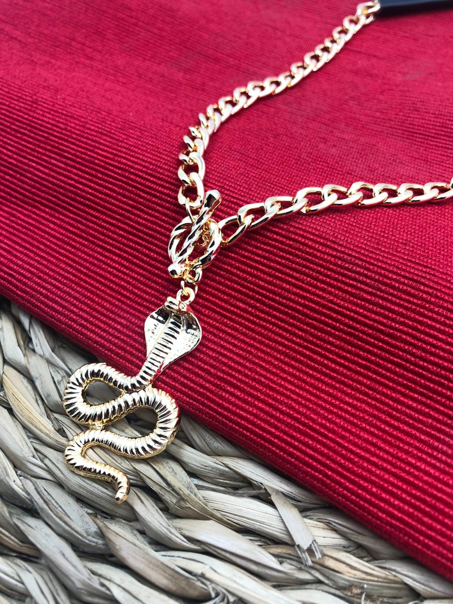 Snake Gold Chain Necklace Cobra Chain Necklace 18k Chain Cobra Etsy