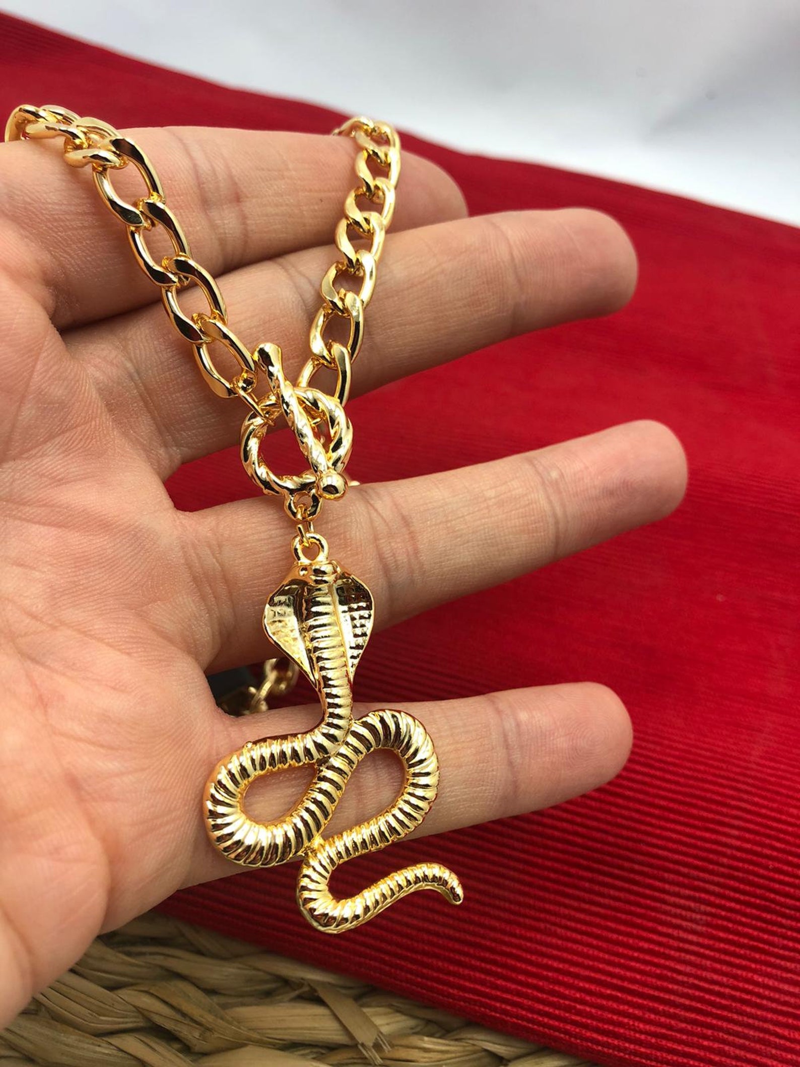 Snake Gold Chain Necklace Cobra Chain Necklace 18k Chain Cobra Etsy