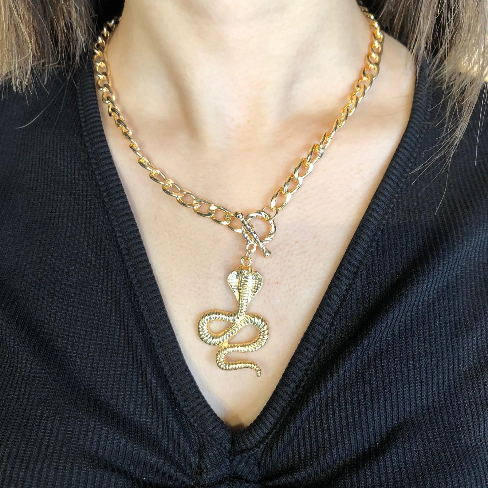 Snake Gold Chain Necklace Cobra Chain Necklace 18k Chain Cobra Etsy