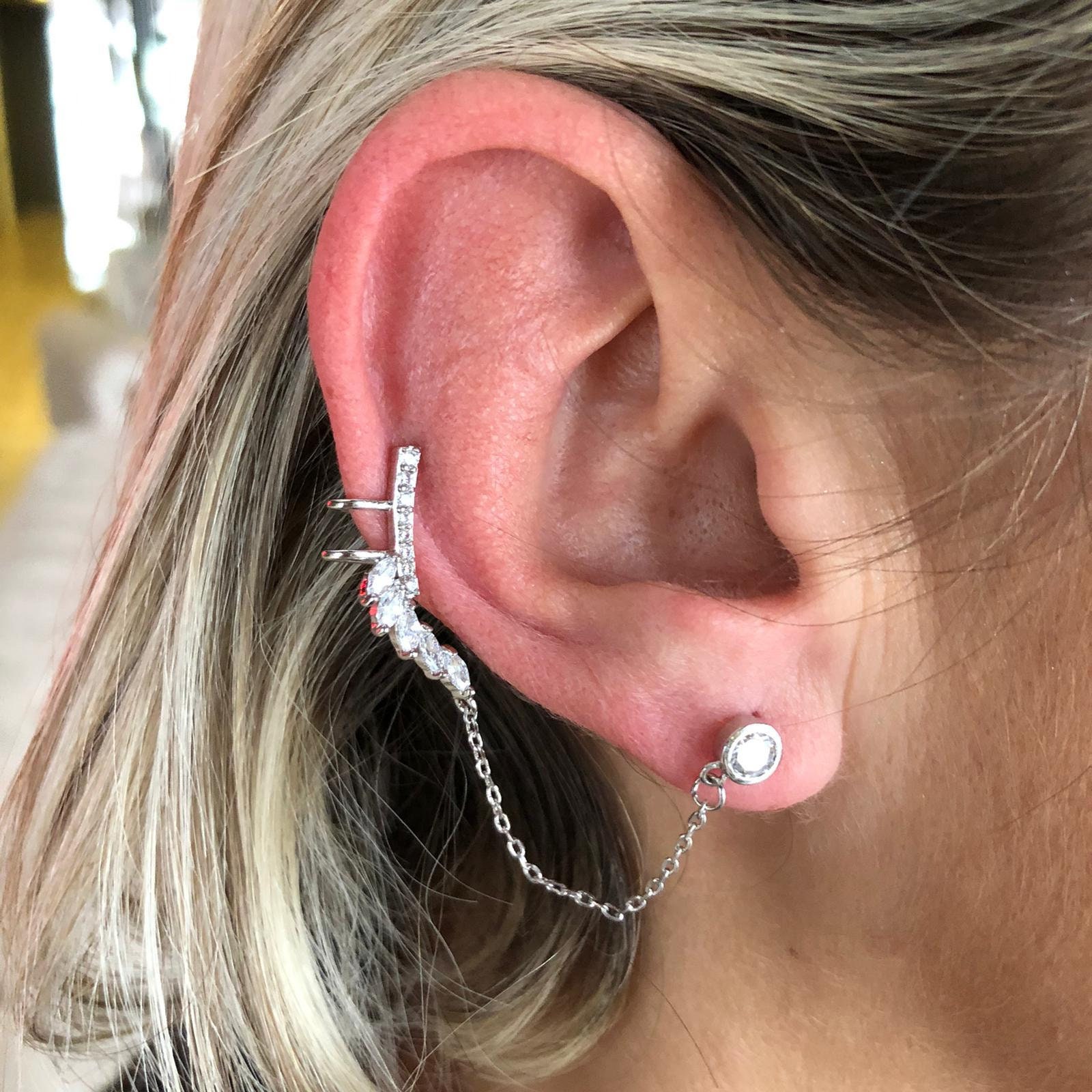 Ohrringe Mit Kette Zum Oberen Ohr Ohr Manschette Kette Ohrringe Kette Ohrringe Mode Kette | Etsy