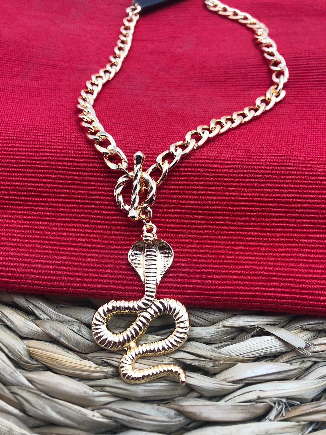 Snake gold chain necklace cobra chain necklace 18k chain cobra Etsy