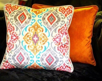 ETHNIC CUSHION SET , 2 Cushion Covers, Stylish Abstract Retro Velvet Throw Pillow Chic Decor Pillowcases - Soft Luxury, Housewarming gift