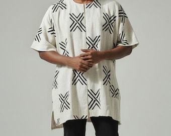 Kurtka kimono Bogolan biała - unisex