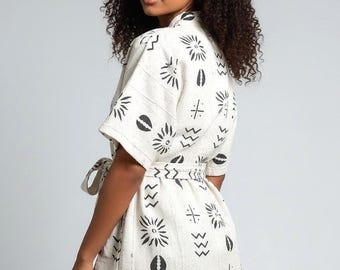 Kimono Bogolan blanco - Unisex