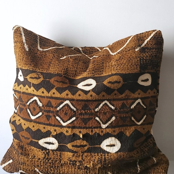 Housse de coussin Bogolan Marron - Recto/verso