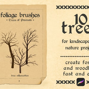 Procreate Tree Silhouette Brushes: Forest Landscape Stamps (Digital Download)