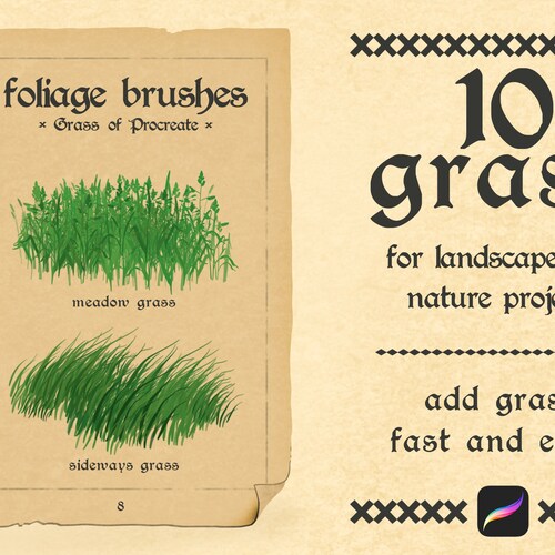 Procreate Foliage Brushes Grass Brush Set of 10 High Etsy