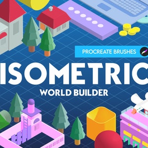 1300+ Procreate Isometric World Builder Brushes - Zestaw pędzli 3D Stamp - Kształty - Łatwe rysowanie sztuki izometrycznej