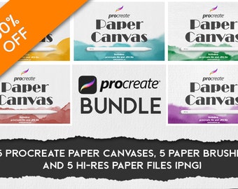 Procreate Bundle Paper Canvas - Seamless Paper Texture Brushes - Watercolor Paper