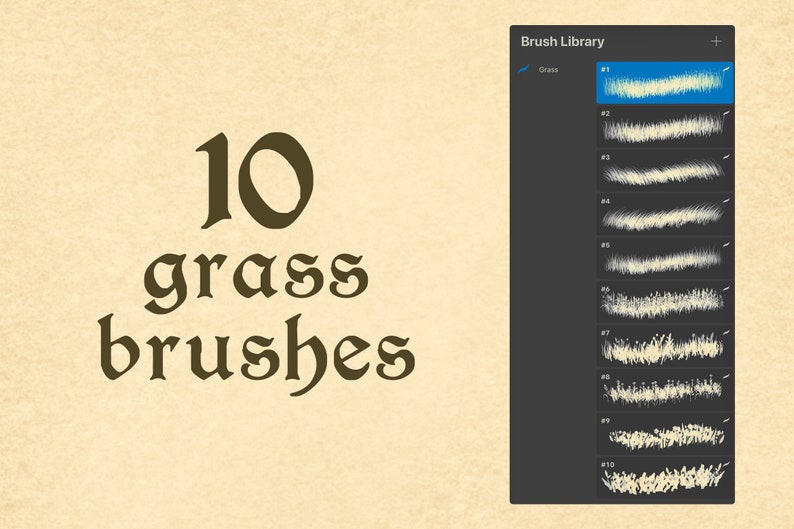 Procreate Foliage Brushes Grass Brush Set of 10 High Etsy