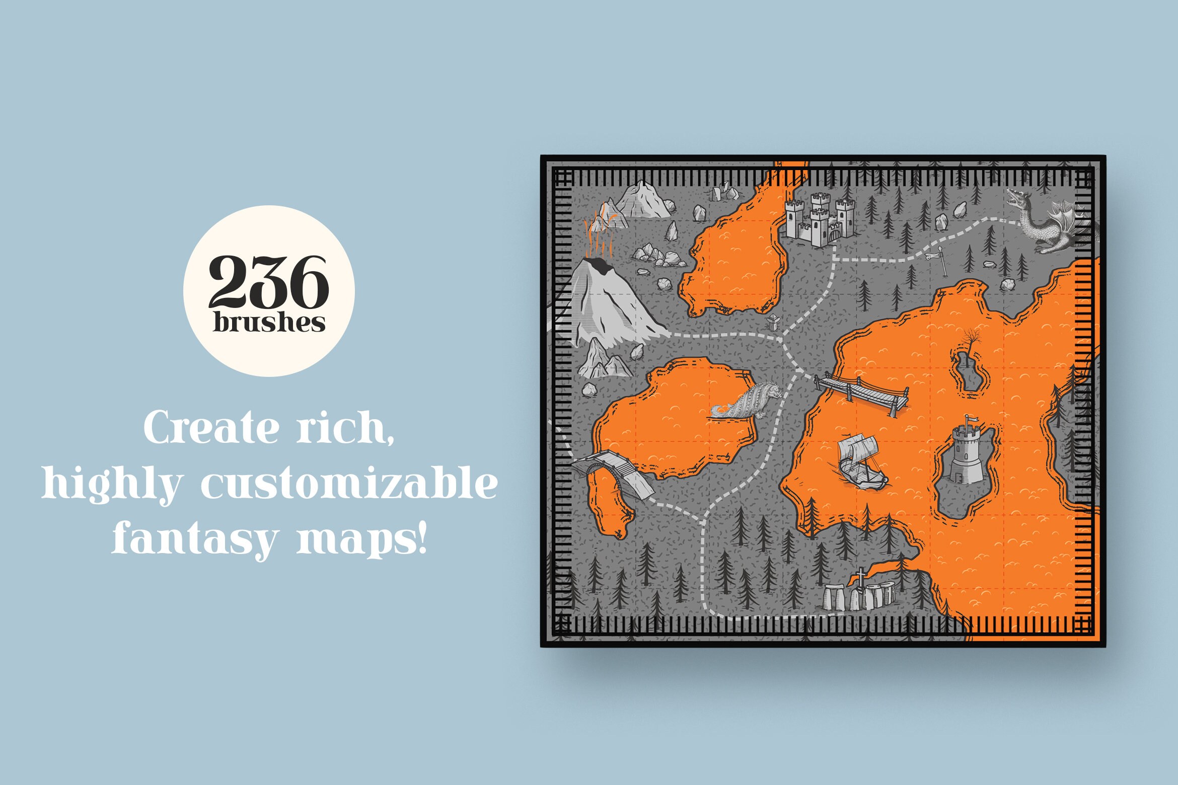 Fantasy World Map Maker: 230+ Procreate Brushes, Illustrator Vectors - Etsy