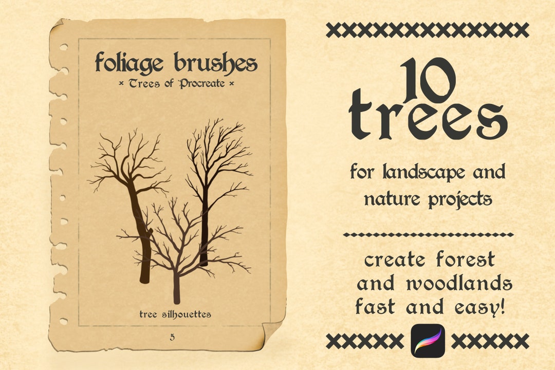 Procreate Tree Silhouette Brushes - Stamp Brush Set of 10 - Foliage ...