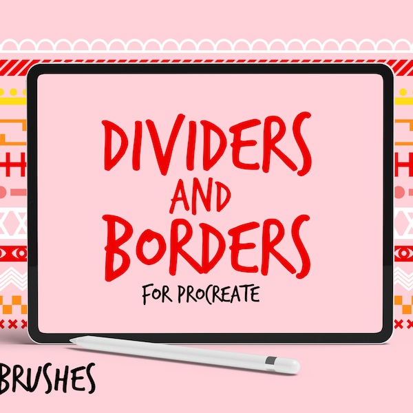 Procreate Dividers + Borders - Stamp Brush Set of 20 - Separator - Planner - Dots - Lines - Draw Beautiful Borders And Frames Easily