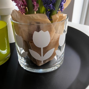 Sticker Tulpen Frühling Aufkleber - Deko Ostern Fensterbild  - Vase Windlicht 3 Tulpen