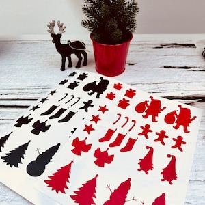 Aufkleber Deko Weihnachten - Vase Glas Fenster Kerzen - Winterdeko-Kalender