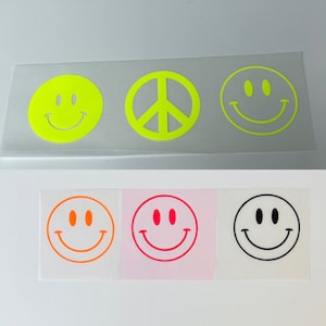 Bügelbild   Smiley 3er Set Patch   Plott Bügelbild Shirt  Peace 5cm