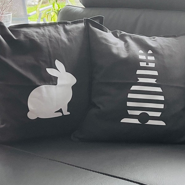 Kissenhülle OsterhaseHase gestreift -  Deko Kissen - Osterhase Bügelbild