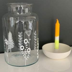 Sticker -Blumen  Set 8 Aufkleber  - Glas Windlicht  Blumen  Flora  Botanik -