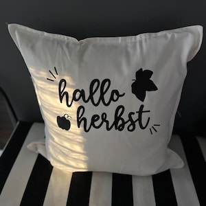 Pillowcase Cotton White - Iron-on Hello Autumn Decoration Pillow
