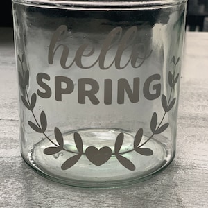 Hello Spring  - Sticker Aufkleber Windlicht - Dekoration Frühling Fensterbild