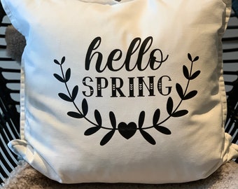 Housse de coussin thermocollante - Housse de coussin Hello Spring - Housse de coussin en coton 50x50