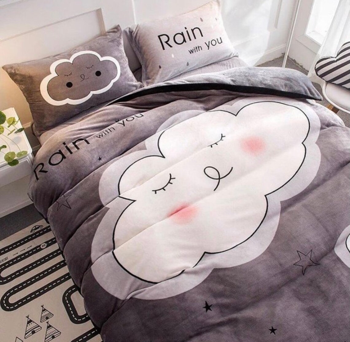 Bed set Duvet Cover Bears Plush Fleece Warm Set Winter New Etsy