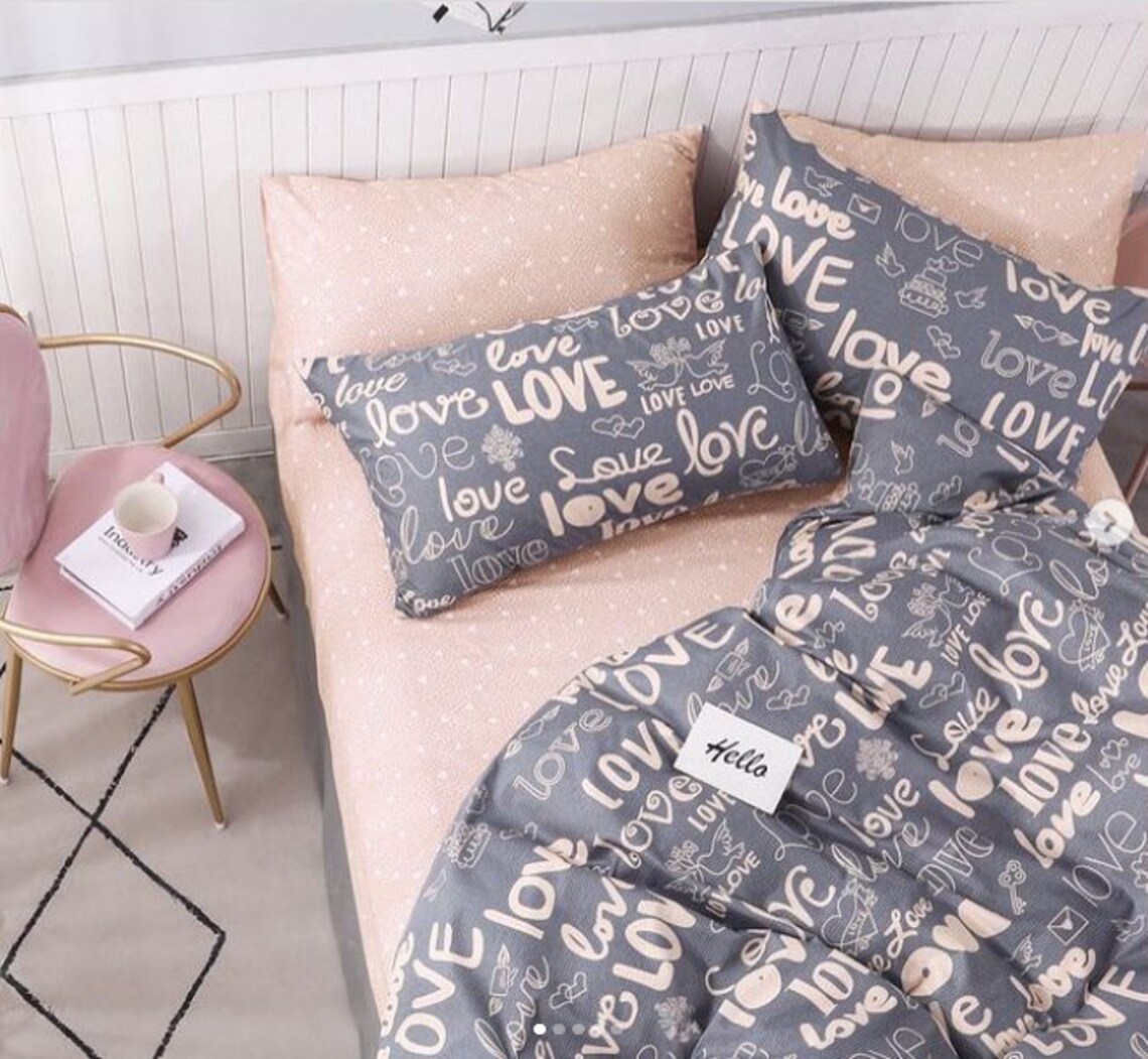 Cotton Words Duvet Cover Bed Set Super Soft 3pcs Etsy