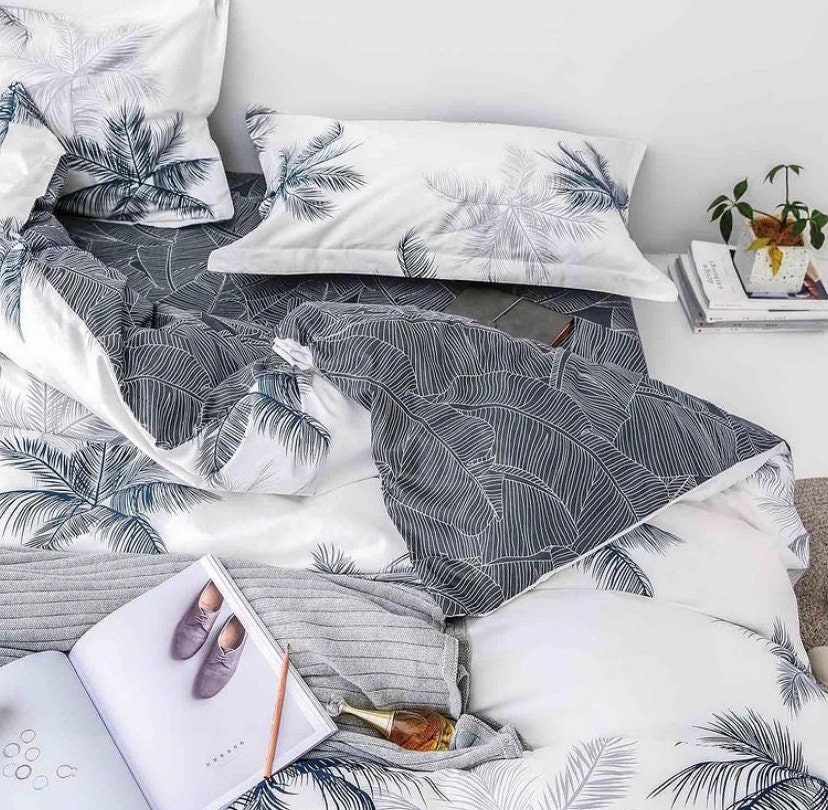 Palm Palm Leaves Duvet Cover Bed Set Super Soft 3pcs Etsy