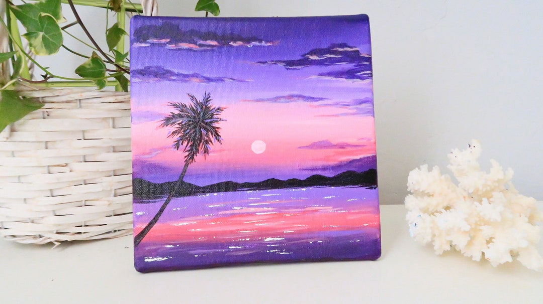Sunset Acrylic Painting on Canvas Original Art Ocean Art - Etsy