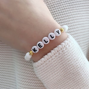 Pulsera de cuentas con letras personalizadas / Pulsera personalizada con nombre de amistad, inicial, fecha, palabra de amor / DIY / Regalo para él y para ella, conjunto de parejas a juego