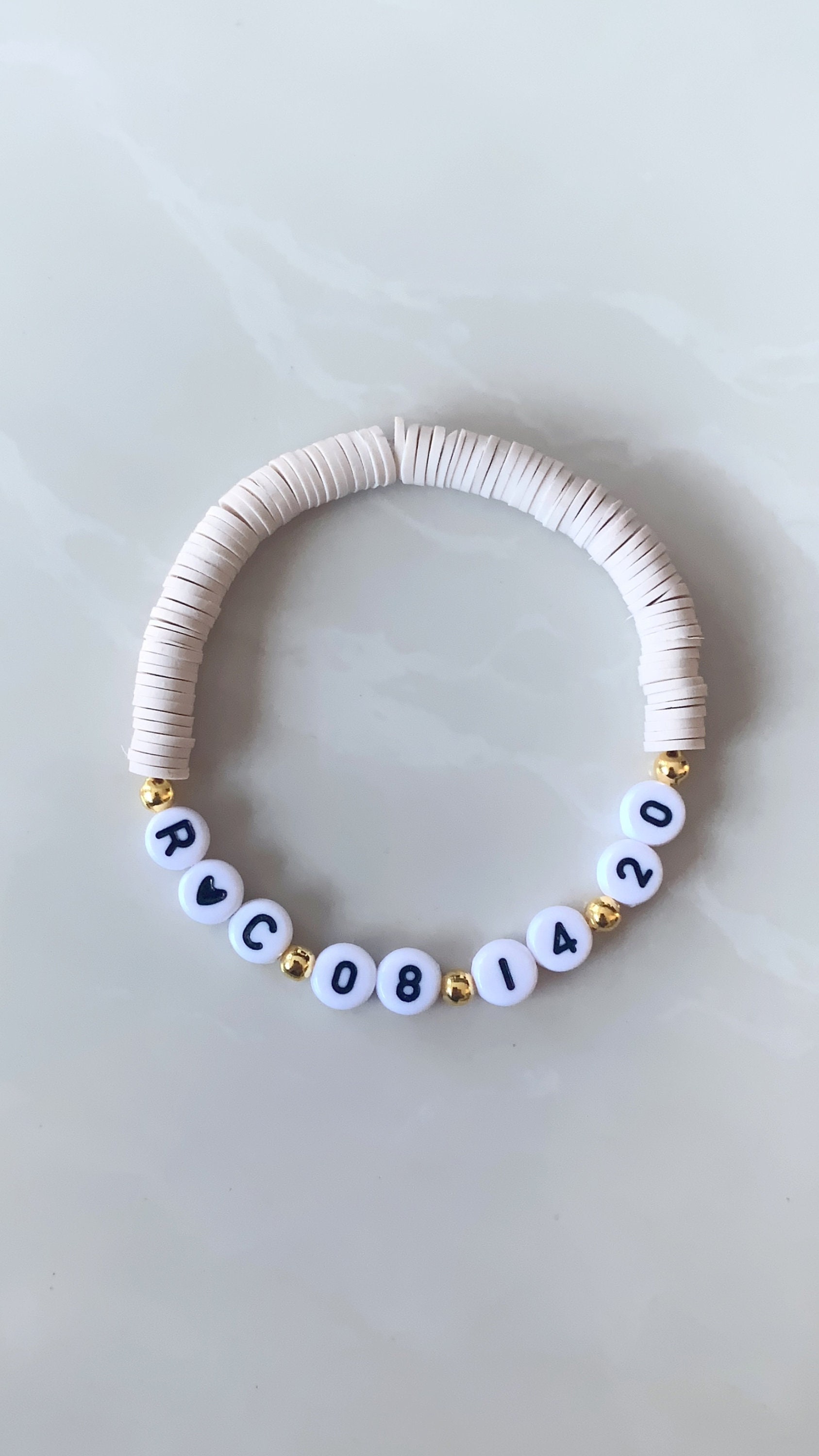 Personalized Letter Heishi Clay Bead Bracelet Custom Friendship Name  Initial Date Word Bracelet DIY Gift for Him Her Couples Matching 