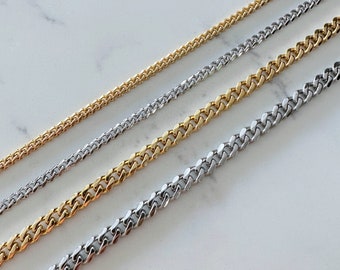 Silver Gold Cuban Chain Stainless Steel | Necklace Chain for Men | Gifts for Him Men | Thick Curb Chain Men's Simple Tarnish Free Jewelry