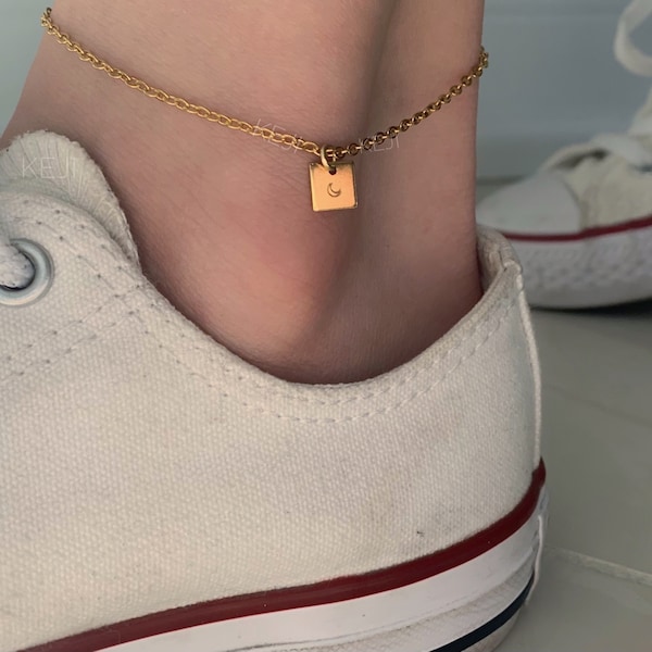 TWO Personalized Anklets | Silver Rose Gold Initial Disc Charm Anklet | Custom Hand Stamped Jewelry | Gifts for Her | Friendship Bracelet