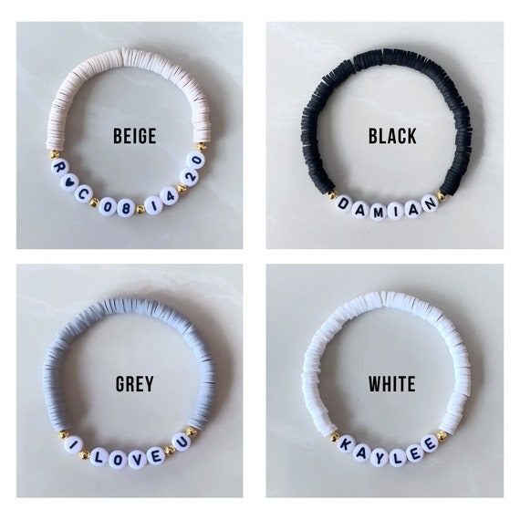 Custom Name/Word Clay Bead Bracelet