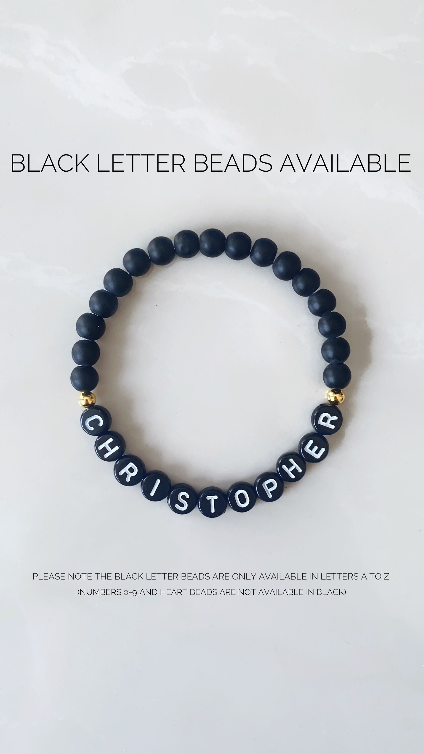 Personalized Letter Stone Bead Bracelet Custom Friendship Name